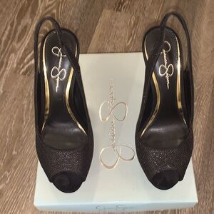 Used Jessica Simpson Black Evening Mesh Heels